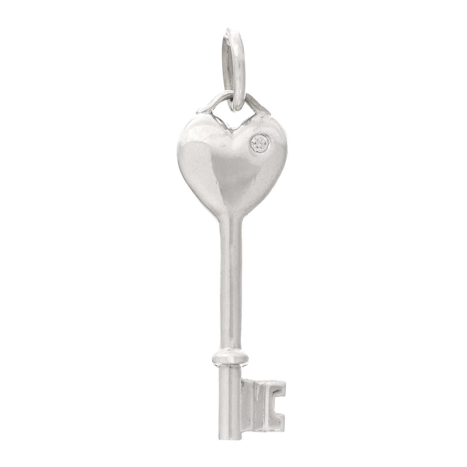 Tiffany Sterling Silver Diamond Heart Key Pendant 1 of 4