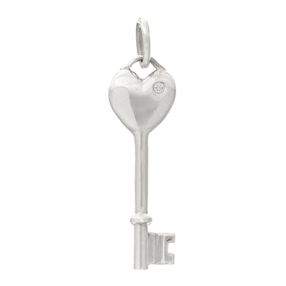 Tiffany Sterling Silver Diamond Heart Key Pendant 1 of 4