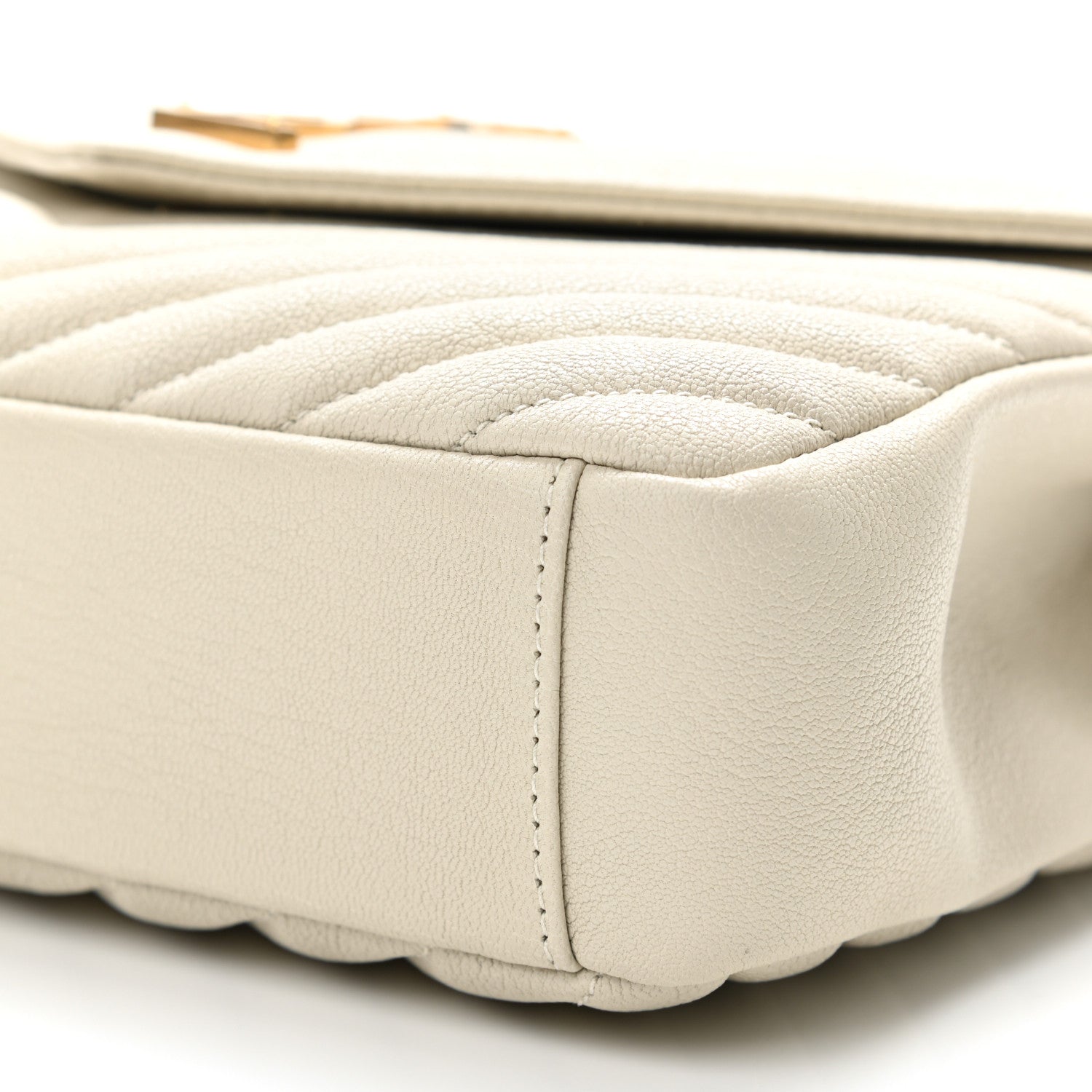 Saint Laurent Sheepskin Matelasse Chevron Monogram Medium College Bag Vintage Blanc 10 of 11