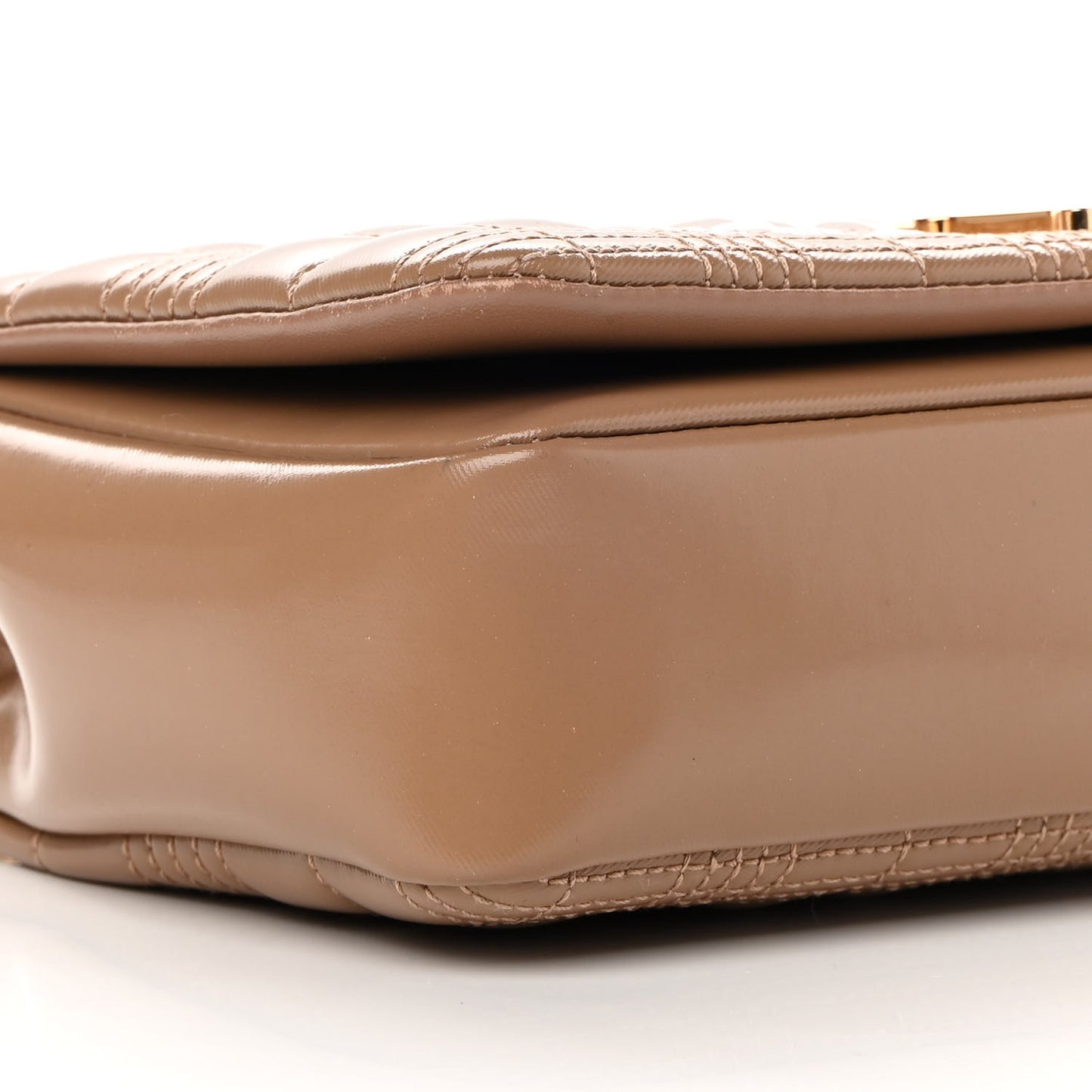 Patent Quilted Horseferry Print Small Lola Bag Tan