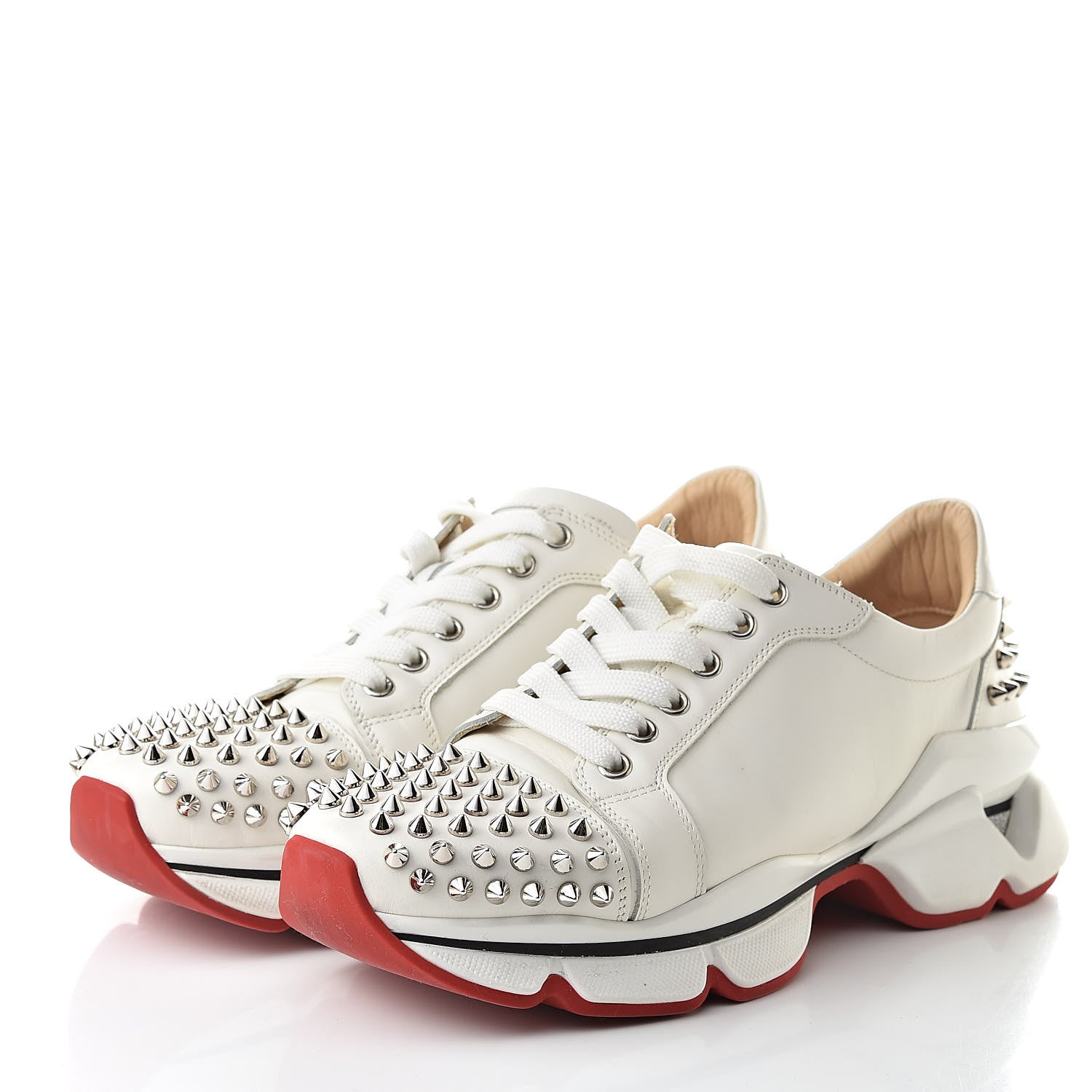 Christian Louboutin Calfskin Spike VRS 2018 Sneakers 39.5 Snow Silver 3 of 12