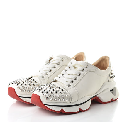 Christian Louboutin Calfskin Spike VRS 2018 Sneakers 39.5 Snow Silver 3 of 12
