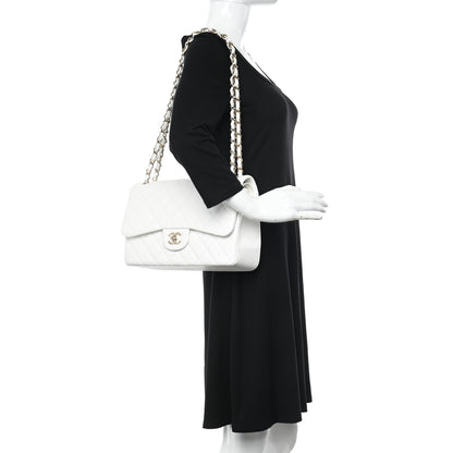 Chanel Caviar Quilted Jumbo Double Flap White 2 of 10