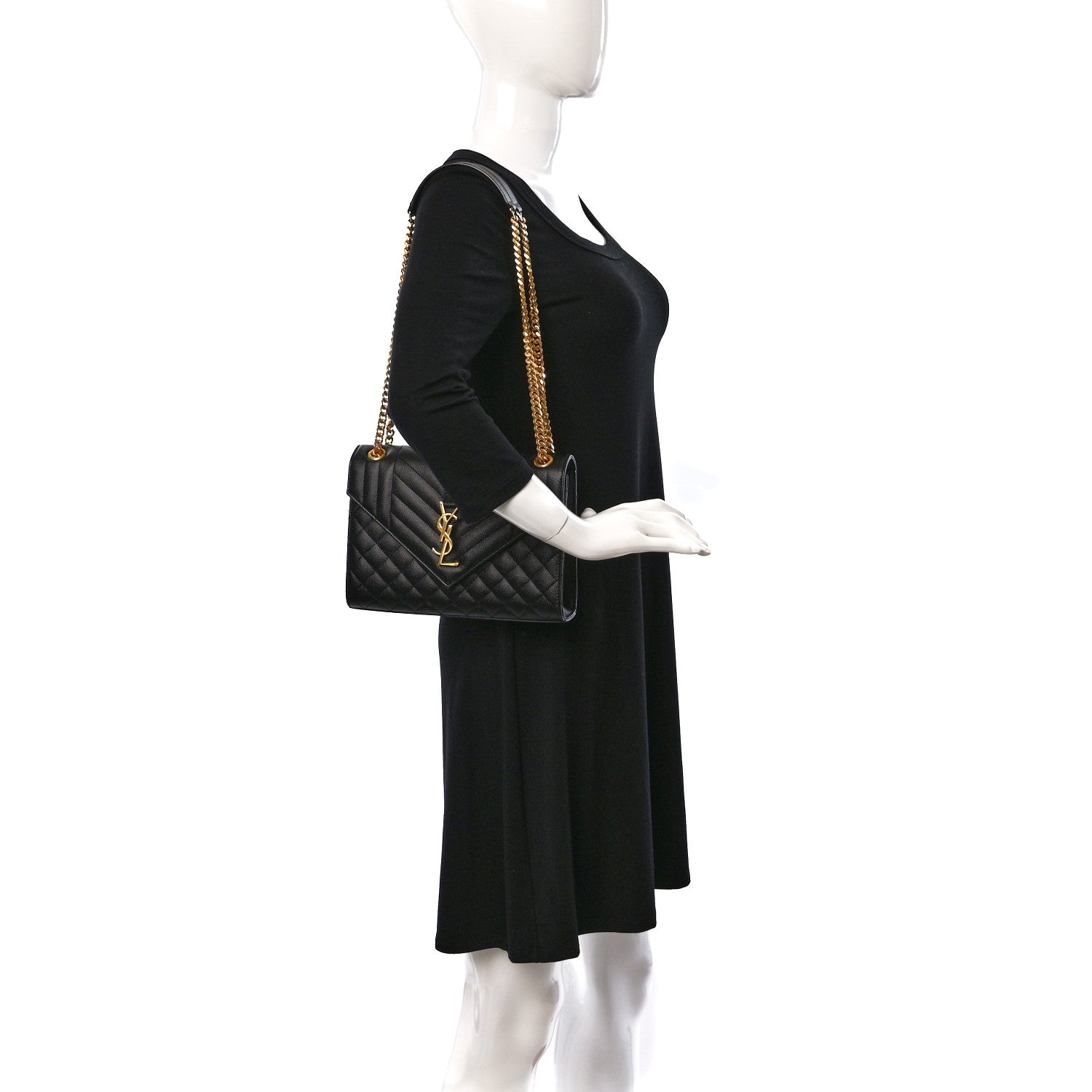 Saint Laurent Grain De Poudre Textured Mixed Matelasse Triquilt Medium Monogram Satchel Black 2 of 13