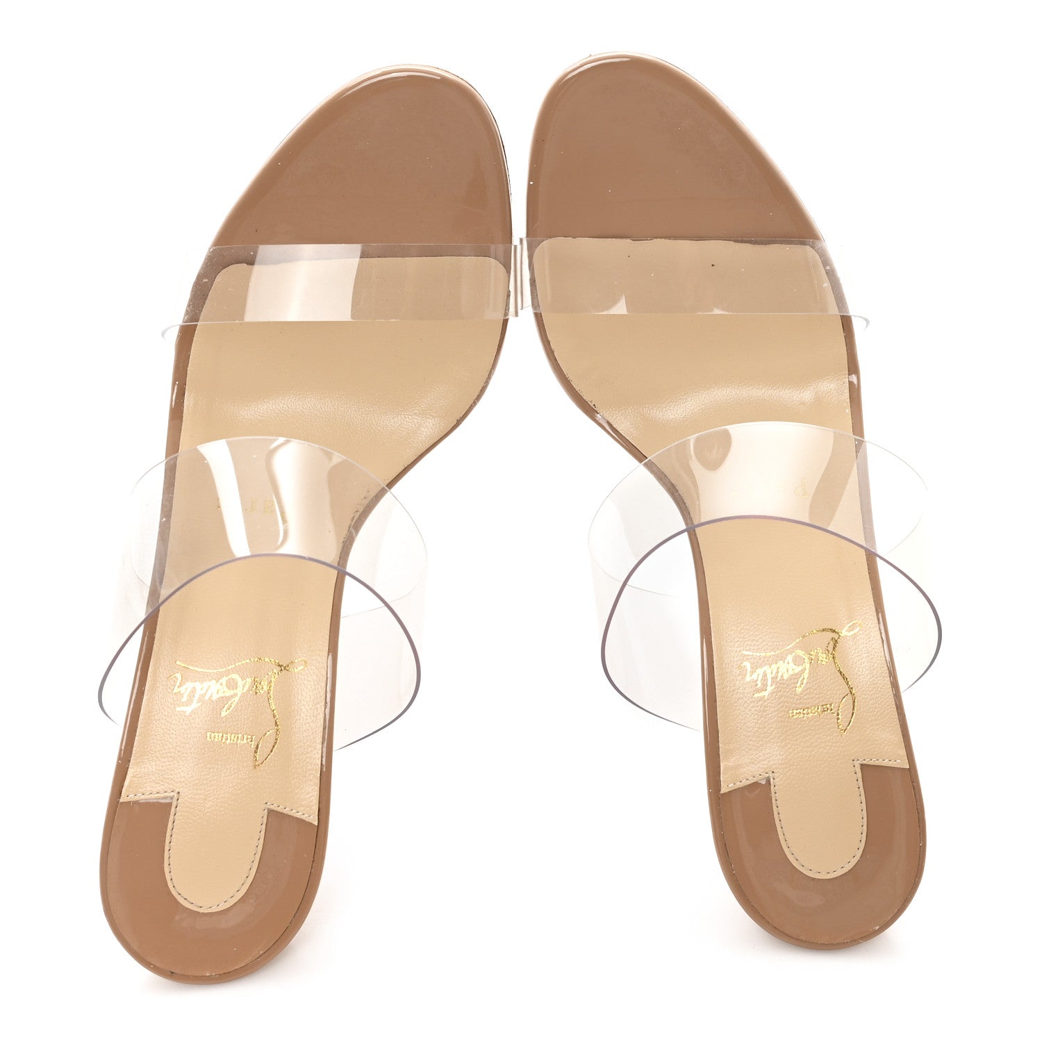 Christian Louboutin Patent PVC Just Nothing 85 Slide Sandals 37 Nude 8 of 27