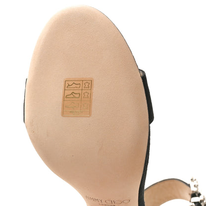 Jimmy Choo Suede Crystal Sereno 100 Sandals 39 Black 7 of 10