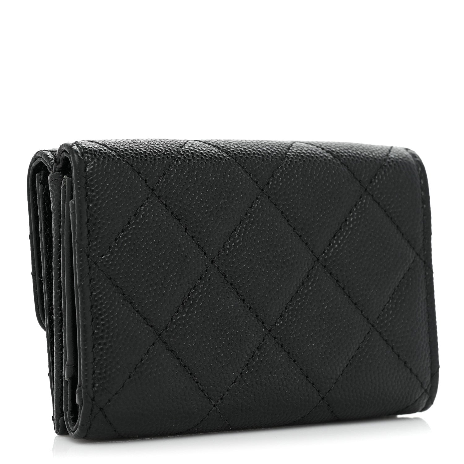 Chanel Caviar Quilted Crystal CC Small Flap Wallet Black 3 of 14