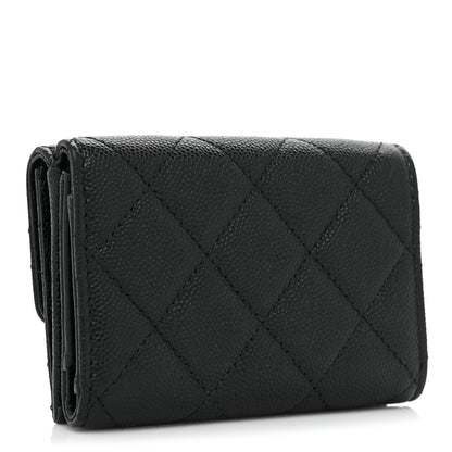 Chanel Caviar Quilted Crystal CC Small Flap Wallet Black 3 of 14