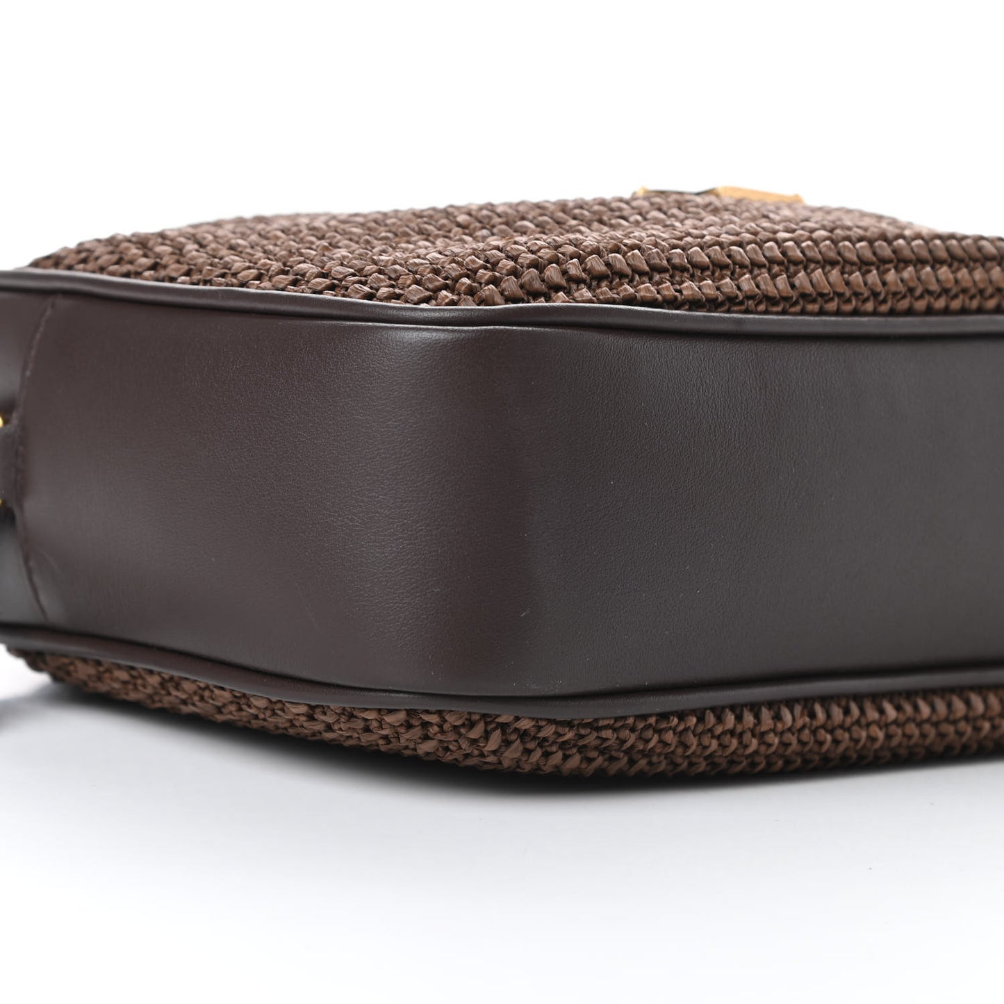 Raffia Canvas Monogram Lou Camera Bag Dark Chocolate