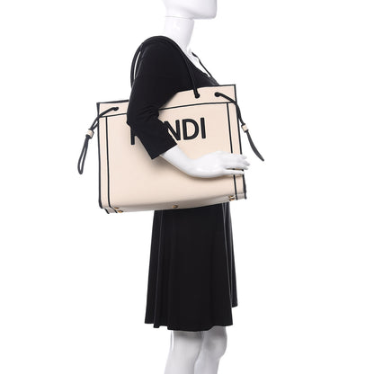 Fendi Canvas Logo Large Shopping Tote Grezzo Black 2 of 11