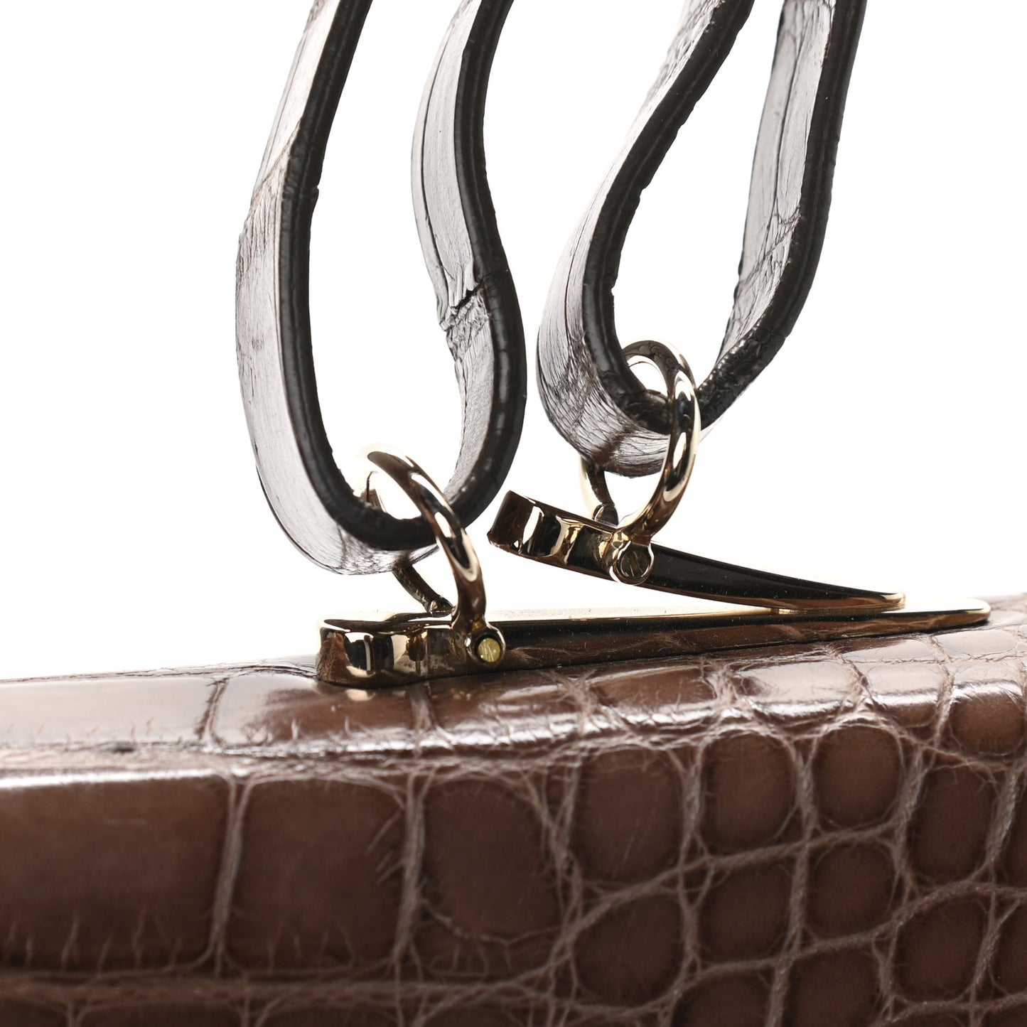 Crocodile Triple Handle Satchel Brown