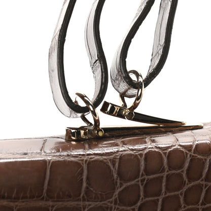 Valentino Garavani Crocodile Triple Handle Satchel Brown 9 of 9