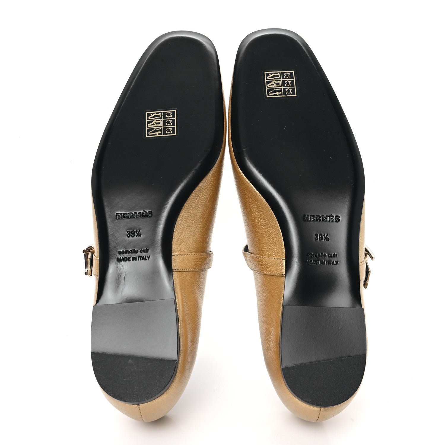 Hermes Metallic Goatskin Jane Ballet Flats 39.5 Dore 6 of 9