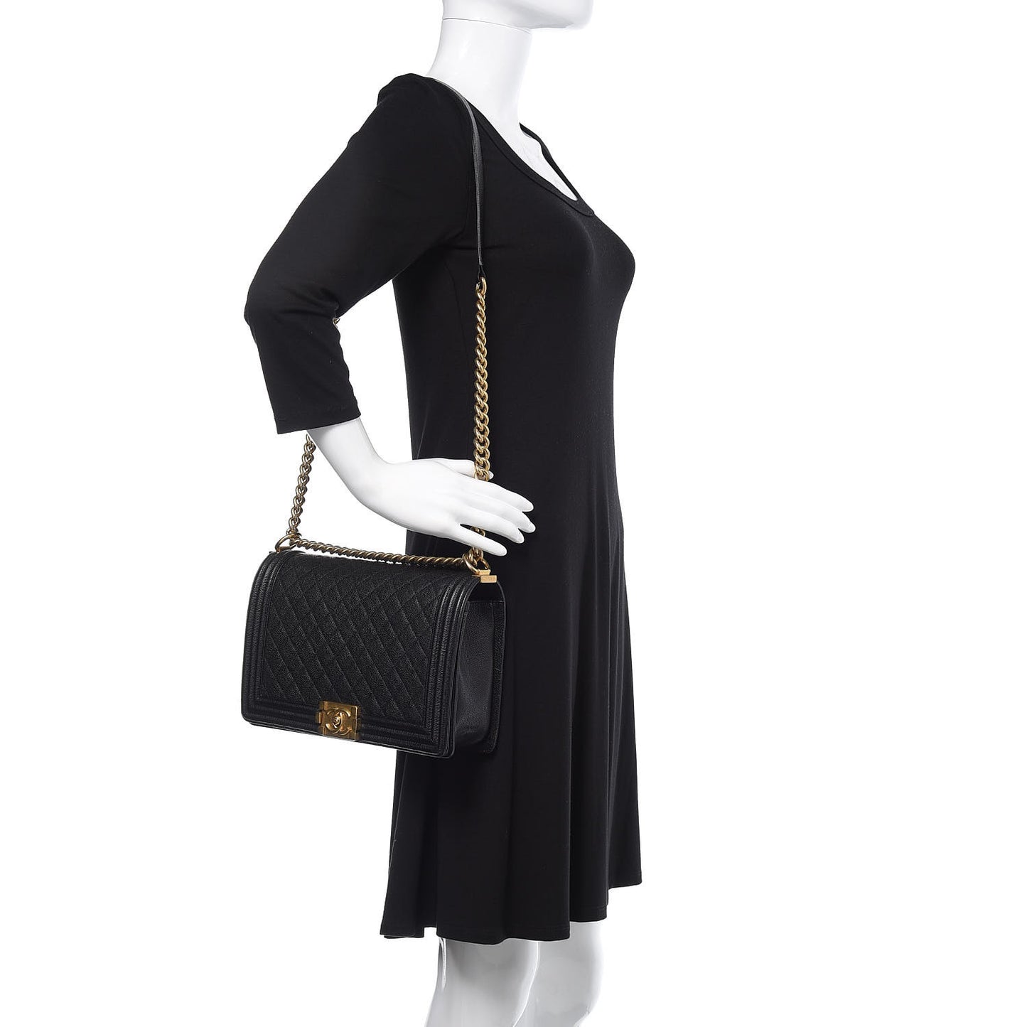 Caviar Quilted New Medium Boy Flap Black