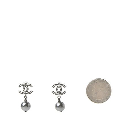 Chanel Ruthenium Baguette CC Drop Earrings 2 of 5