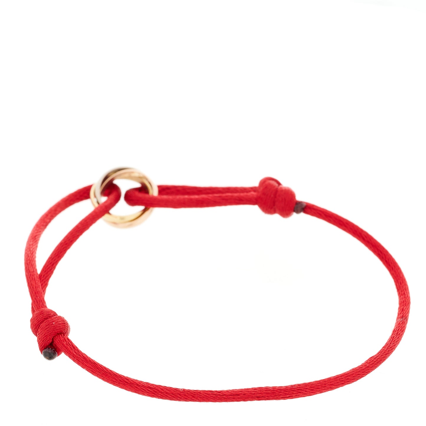 18K Pink Yellow White Gold Trinity Cord Bracelet Red