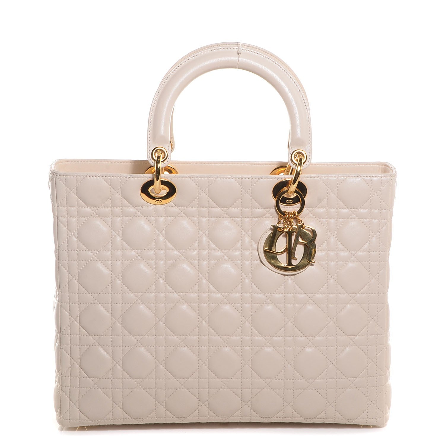 Christian Dior Lambskin Cannage Large Lady Dior Beige 1 of 9