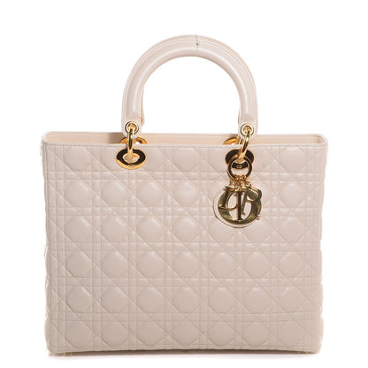 Christian Dior Lambskin Cannage Large Lady Dior Beige 1 of 9