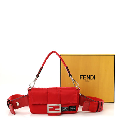 Fendi X PORTER Nylon Cuoio Roma Mini Phone Baguette Belt Bag Cardinale Fuoco 11 of 11