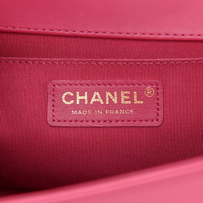 Chanel Lambskin Tweed Quilted Medium Boy Flap Dark Pink 6 of 11