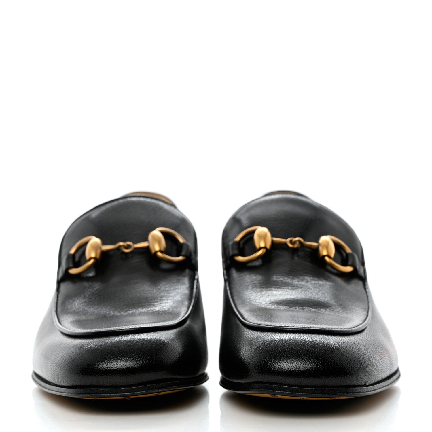 Gucci Goatskin Womens Horsebit Mid-Heel Loafers 37 Black 2 of 14