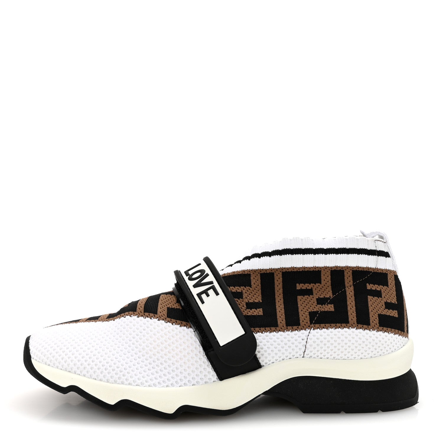 Fendi Stretch Yarn FF Stiff Band Rockoko Sneakers 36 Black White Tobacco 1 of 9