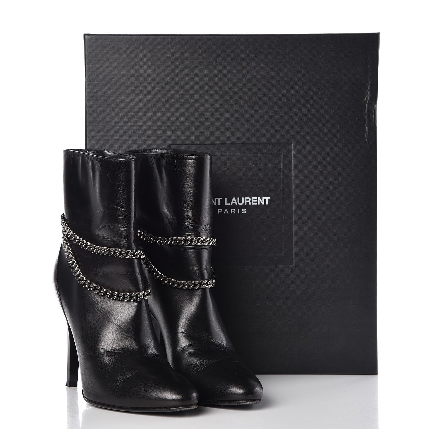 Saint Laurent Calfskin Debbie 100 Ankle Boots 38 Black 14 of 14