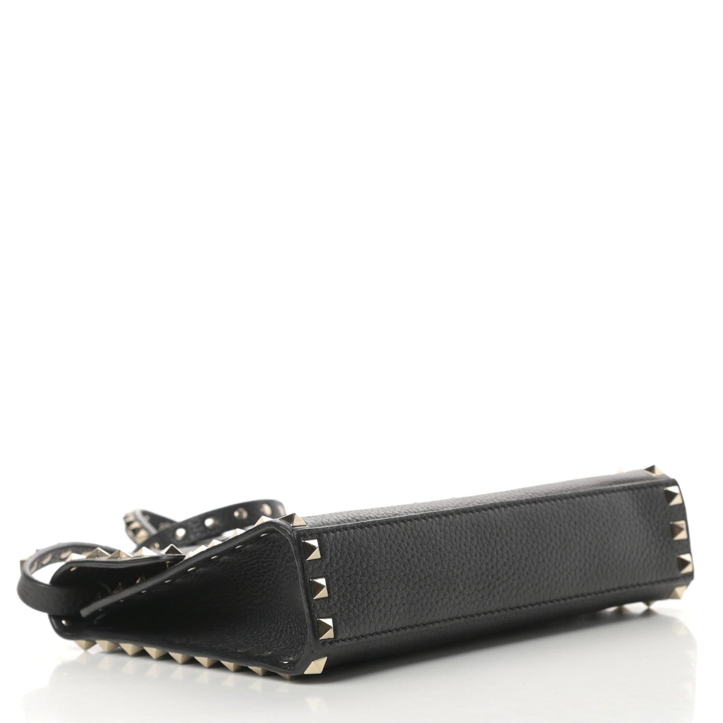 Pebbled Calfskin Medium Rockstud Flip Lock Crossbody Bag Black