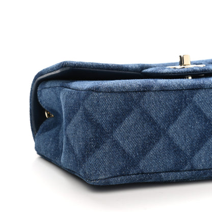 Chanel Printed Denim Quilted Mini Rectangular Flap Dark Blue 10 of 11