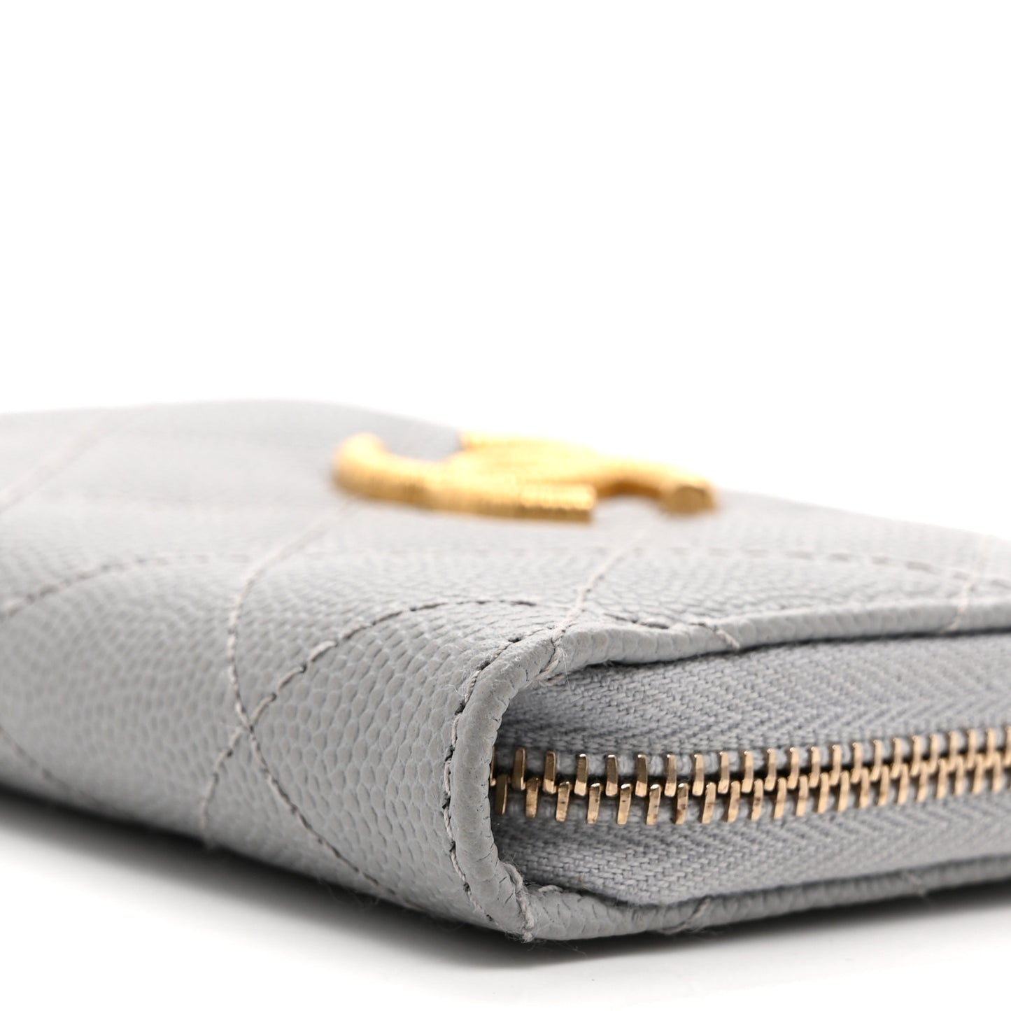 Caviar Quilted Zip Coin Purse Grey