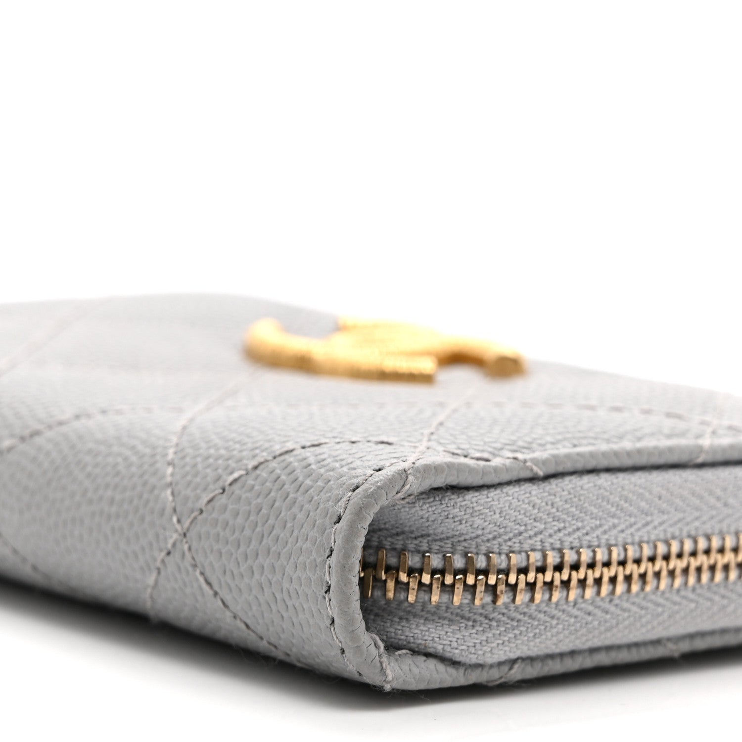 Chanel Caviar Quilted Zip Coin Purse Grey 9 of 10