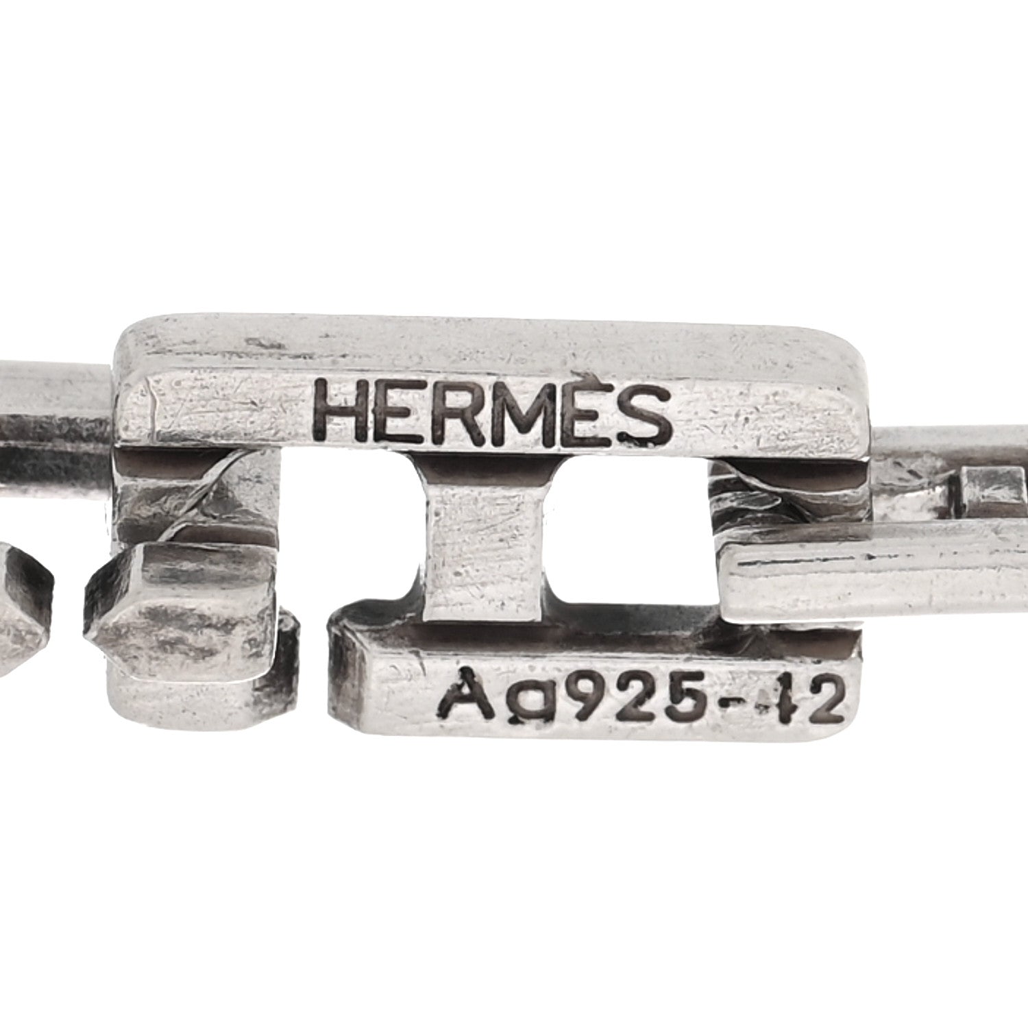 Hermes Sterling Silver H Logo Hercules Link Necklace 4 of 4