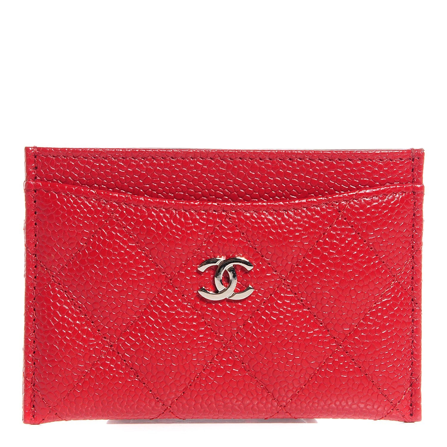 Chanel Caviar Quilted Card Holder Dark Red 1 of 7