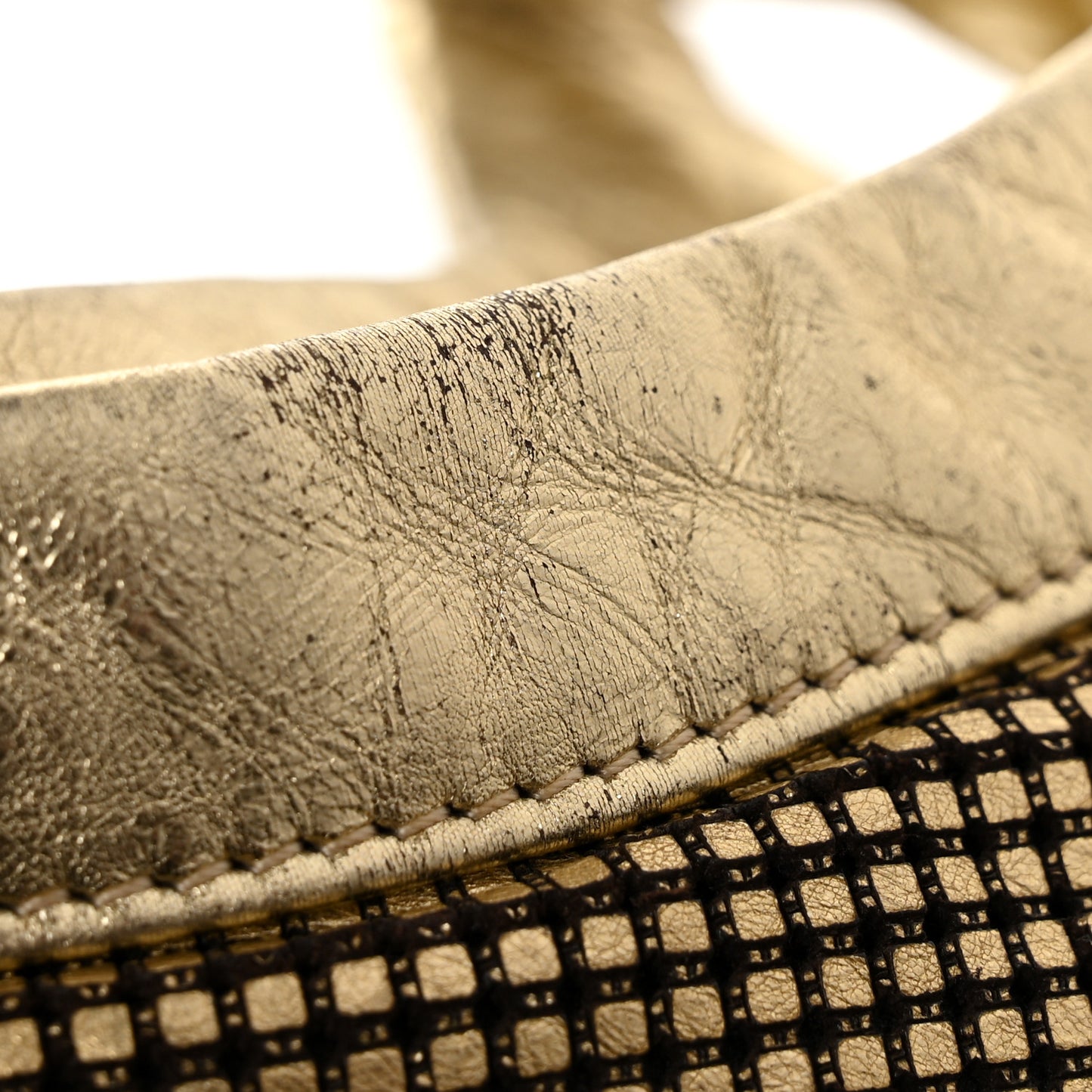 Metallic Perforated Lambskin Hollywood Hobo Gold