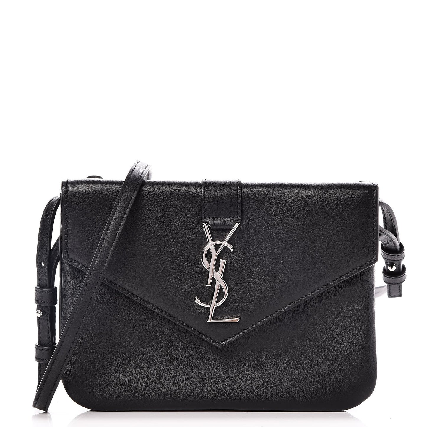 Calfskin Monogram Tri Pocket Crossbody Bag Black