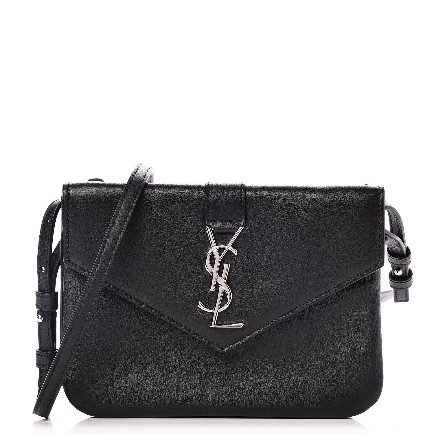 Saint Laurent Calfskin Monogram Tri Pocket Crossbody Bag Black 1 of 9