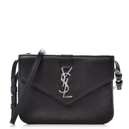 Saint Laurent Calfskin Monogram Tri Pocket Crossbody Bag Black 1 of 9