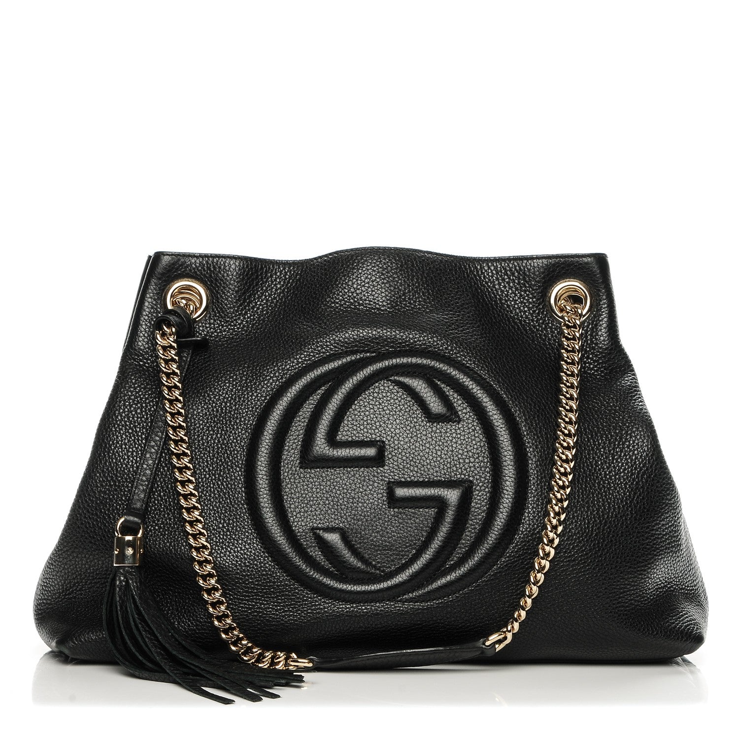 Gucci Pebbled Calfskin Medium Soho Chain Shoulder Bag Black 1 of 7