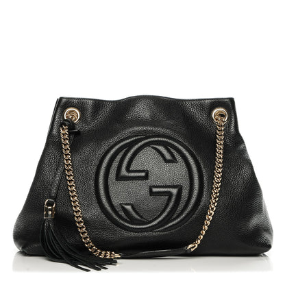 Gucci Pebbled Calfskin Medium Soho Chain Shoulder Bag Black 1 of 7