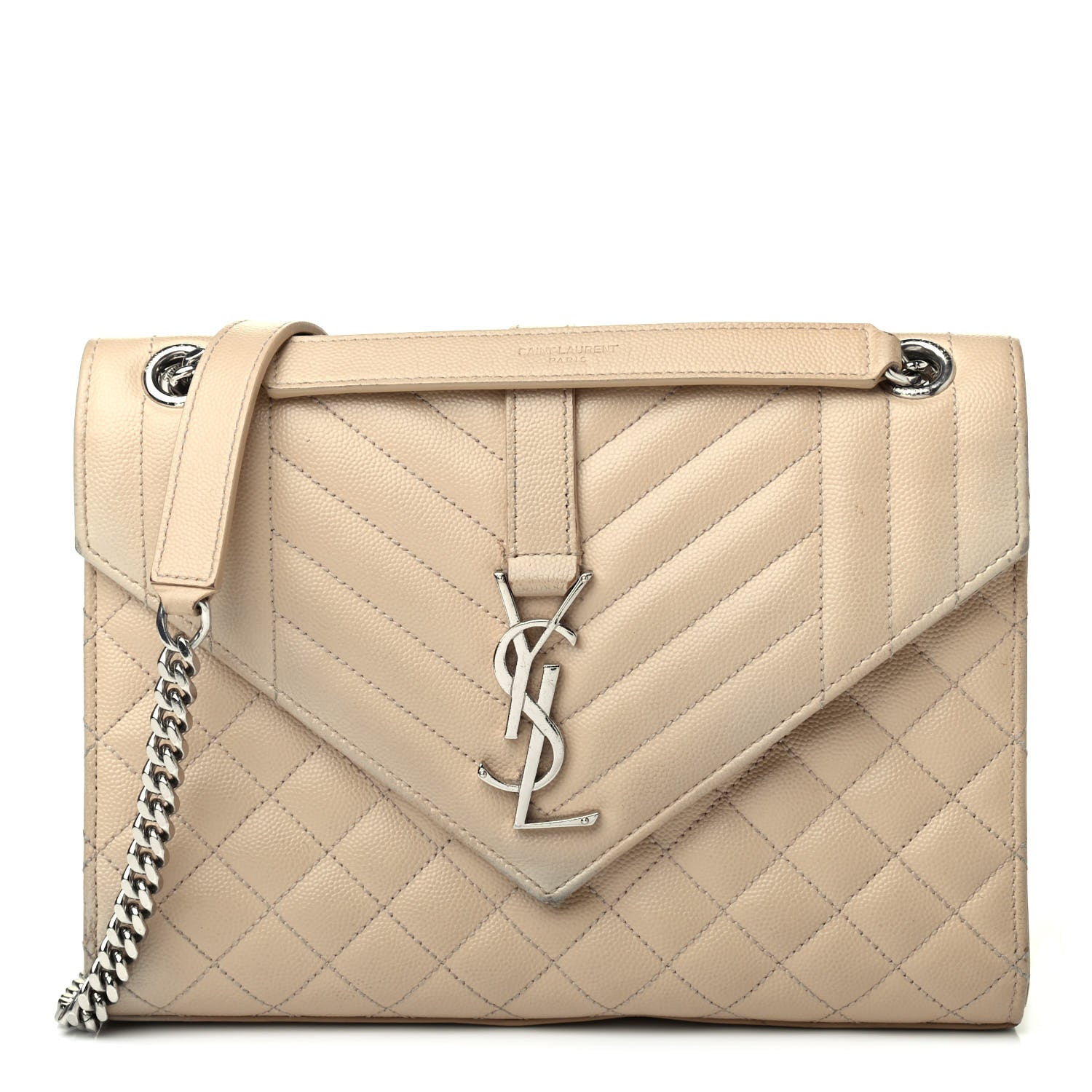 Saint Laurent Grain De Poudre Textured Mixed Matelasse Medium Triquilt Monogram Satchel Nude Powder 1 of 6