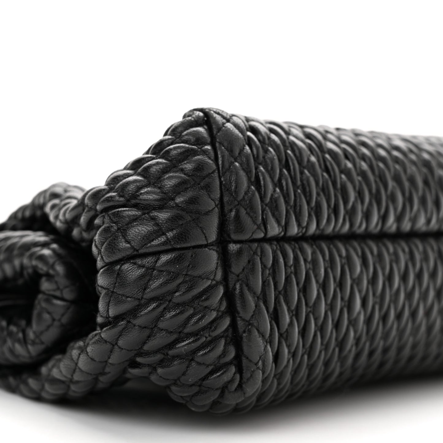 Lambskin Knit Small The Point Triangle Bag Black