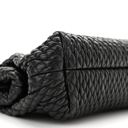 Bottega Veneta Lambskin Knit Small The Point Triangle Bag Black 8 of 11