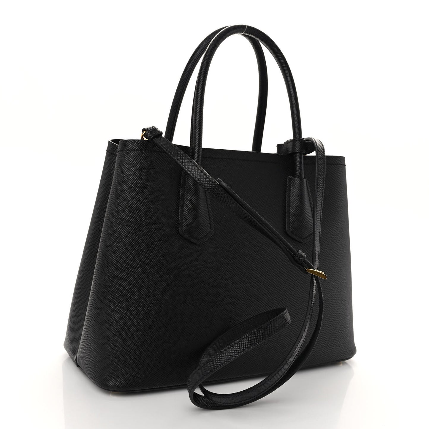 Saffiano Cuir Medium Double Handle Bag Black