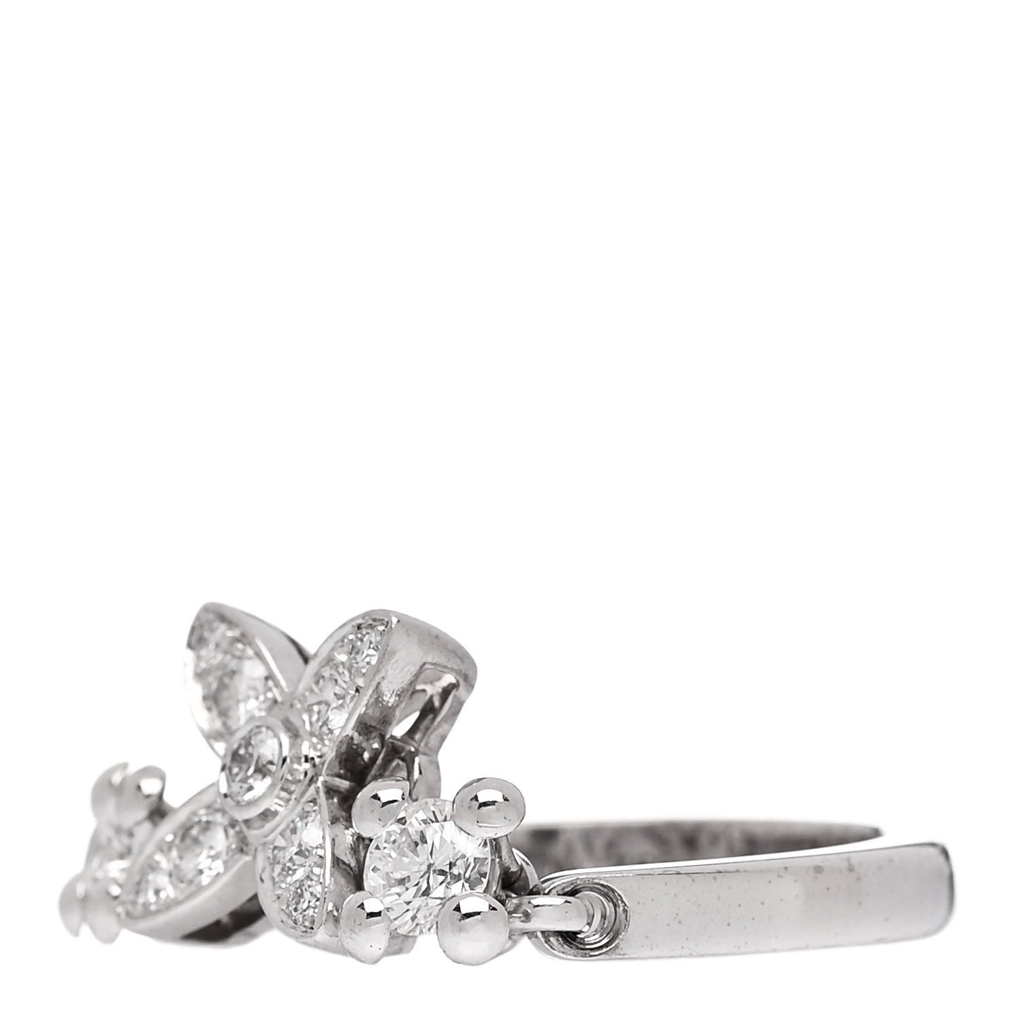 18K White Gold Diamond Blossom Chain Ring 53 6.5