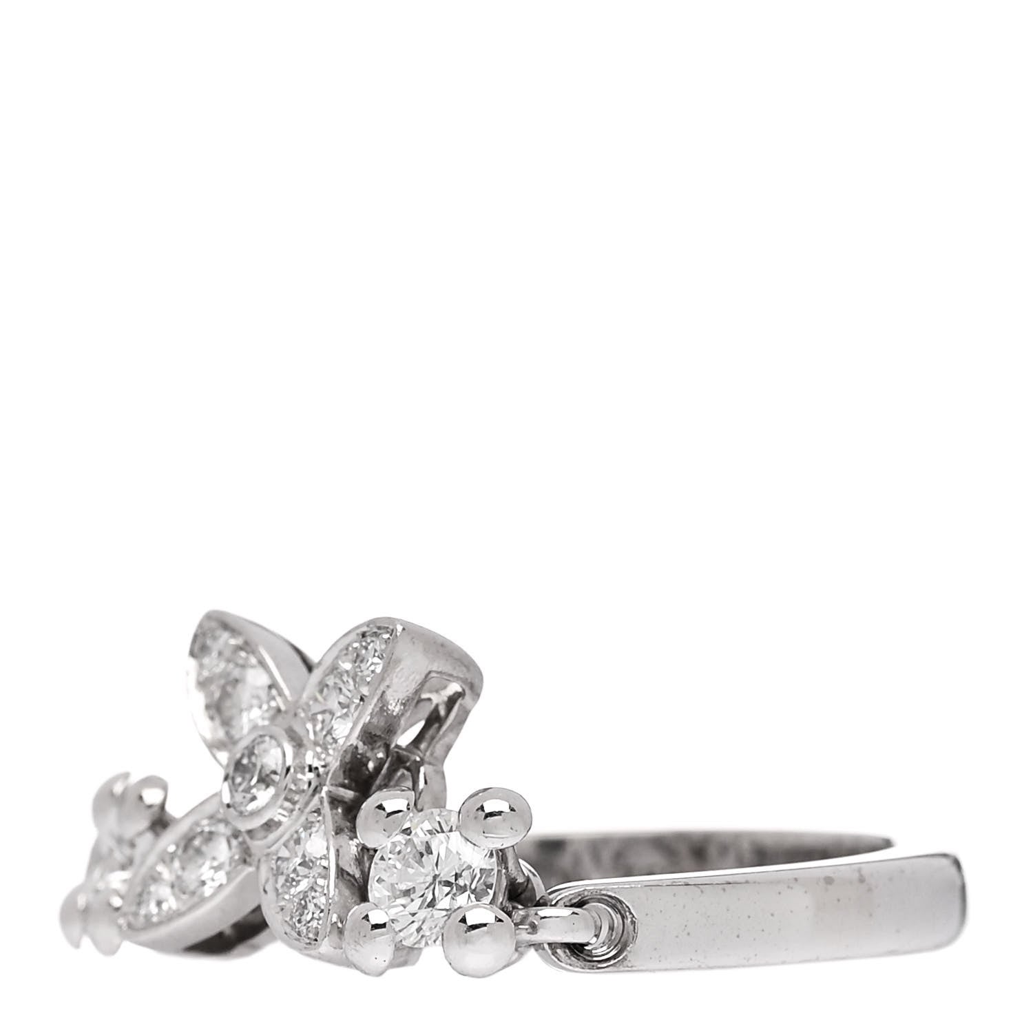 Louis Vuitton 18K White Gold Diamond Blossom Chain Ring 53 6.5 3 of 6
