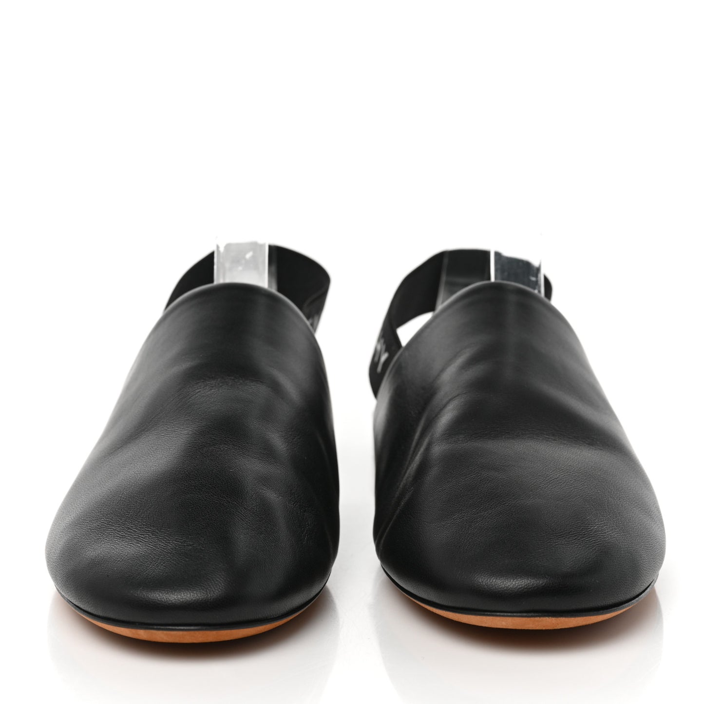 Nappa Rivington Logo Slingback Flat 38 Black Silver