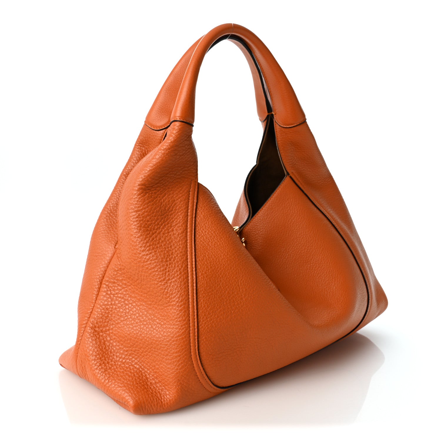 Gucci Grained Calfskin Softbit Maxi Shoulder Bag Orange 3 of 9