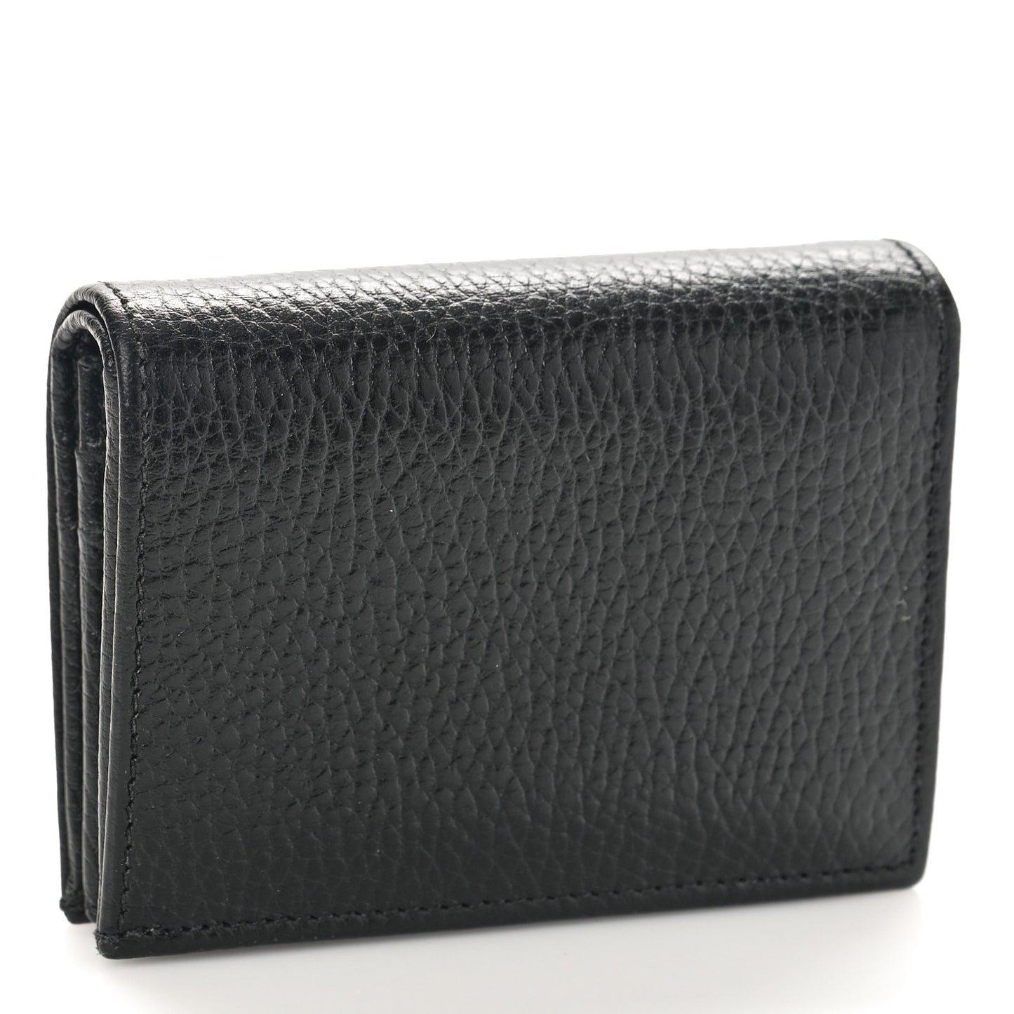 Dollar Calfskin Enamel Monochrome GG Marmont Card Case Black