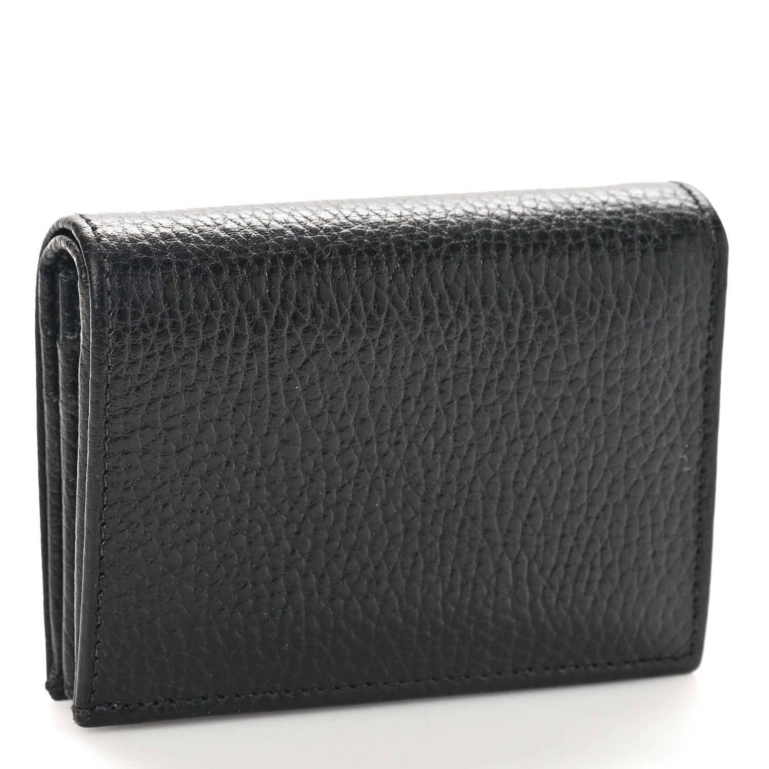 Gucci Dollar Calfskin Enamel Monochrome GG Marmont Card Case Black 3 of 8