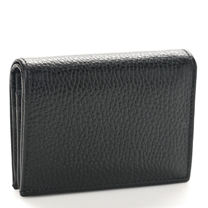 Gucci Dollar Calfskin Enamel Monochrome GG Marmont Card Case Black 3 of 8